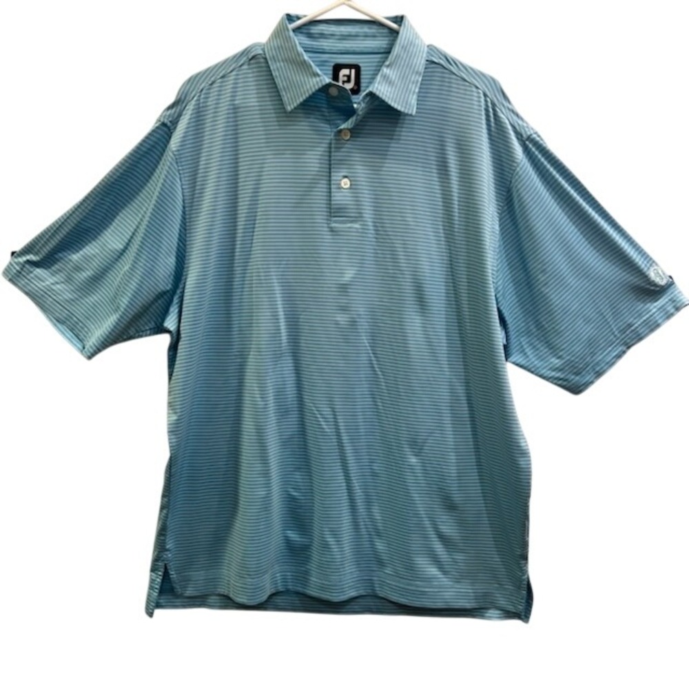 FootJoy‎ Mens ProDry Striped Golf Polo Shirt Blue White NCCC Crest Large Golf